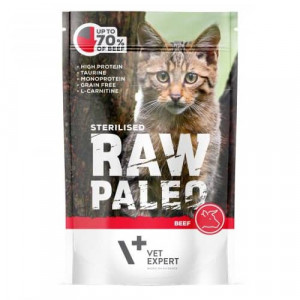 RAW PALEO CAT STERILISED BEEF konservi kaķiem Liellops 100g